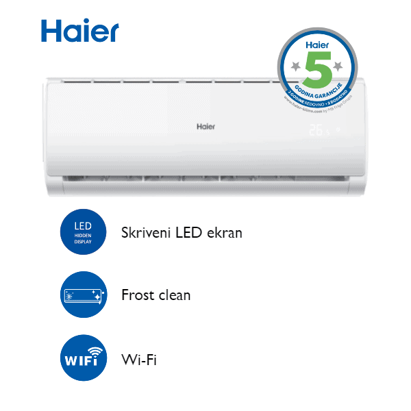 Klima uređaj Haier Tundra Plus (2025.) WI-FI 3,6/3,7 kW, Inverter R32 ...